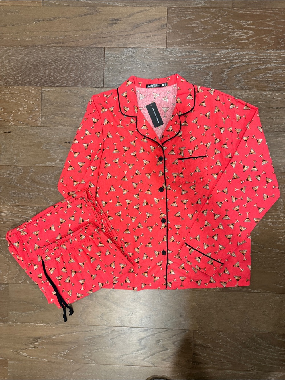 Tart Intimates  Women’s Coral Pajama Set with Cocktail Print
